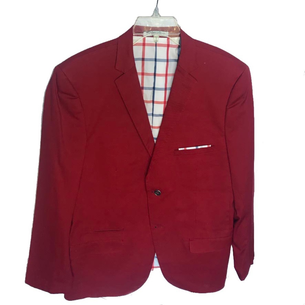 Red Paisley & Gray Sports Coat with Plaid Lining